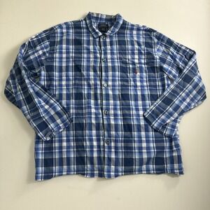 Polo Ralph Lauren Button Shirt Mens Large Plaid Blue Pajama Top Sleepwear Cotton